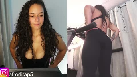 Media: A side-by-side photo collage features a woman with curly hair and medium breasts in a black tank top, and another woman in black leggings and a sports bra working out in a gym.