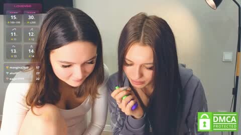 Media: Video of two young women with long brown hair, one in a white top and the other in a grey hoodie, discussing a green object. Background includes a weather app and a DMC logo.