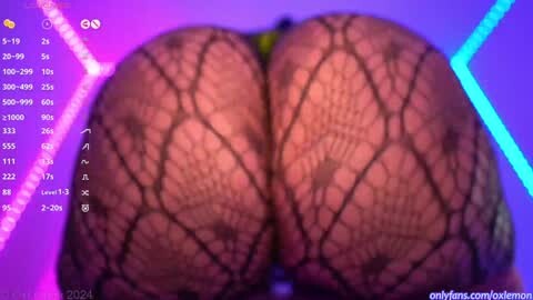 Media: Video of a woman's bare buttocks in fishnet stockings, with a vibrant purple and blue background. The image includes a digital interface with a \"G\" symbol and numeric data.